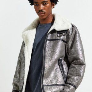 Urban Outfitters Shearling B3 Silver Bomber NWT